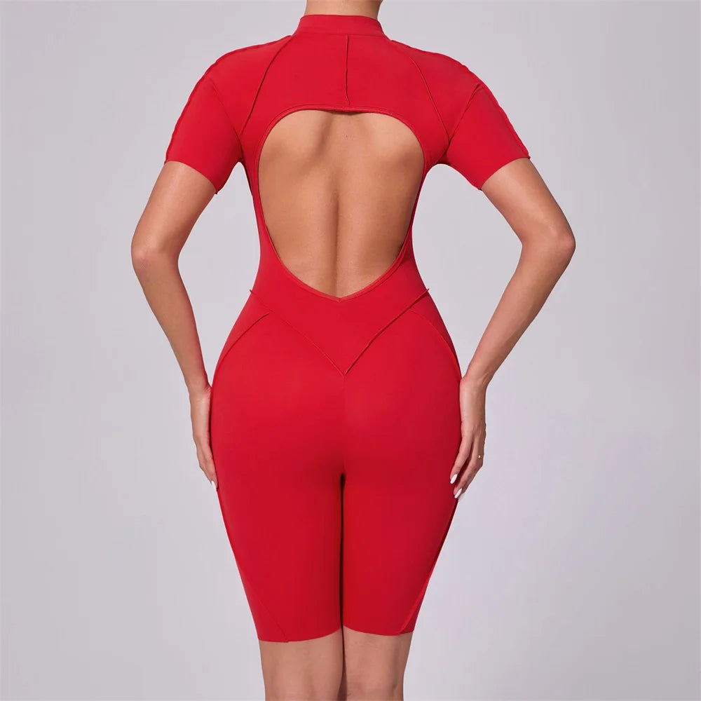 ZIPPER SHORT JUMPSUIT