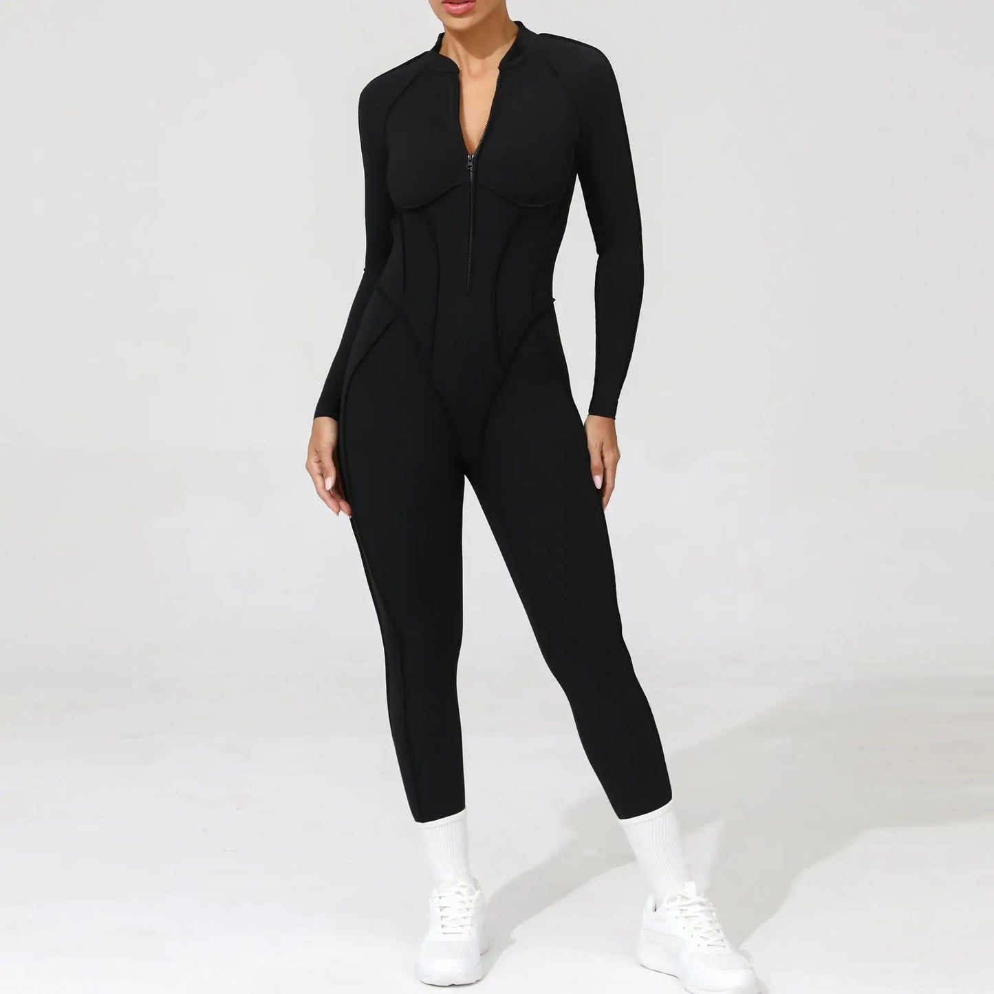 ZIPPER LONG JUMPSUIT