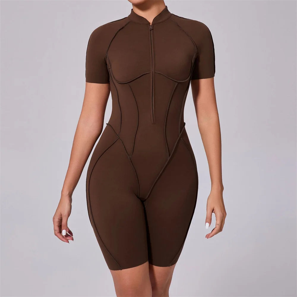 ZIPPER SHORT JUMPSUIT