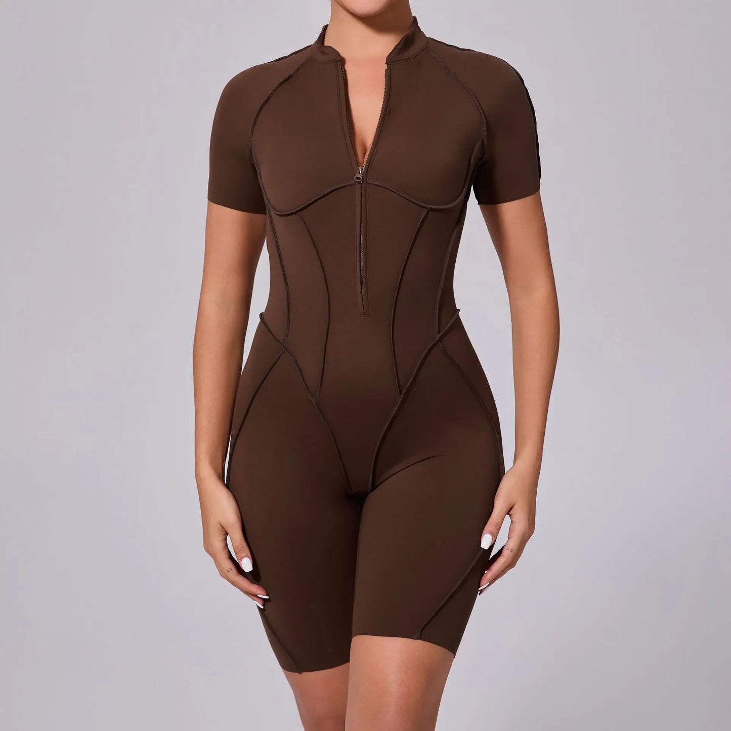 ZIPPER SHORT JUMPSUIT