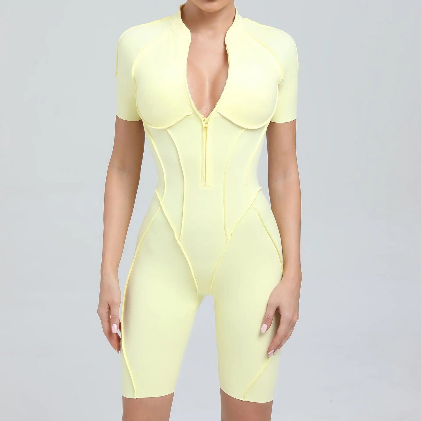 ZIPPER SHORT JUMPSUIT