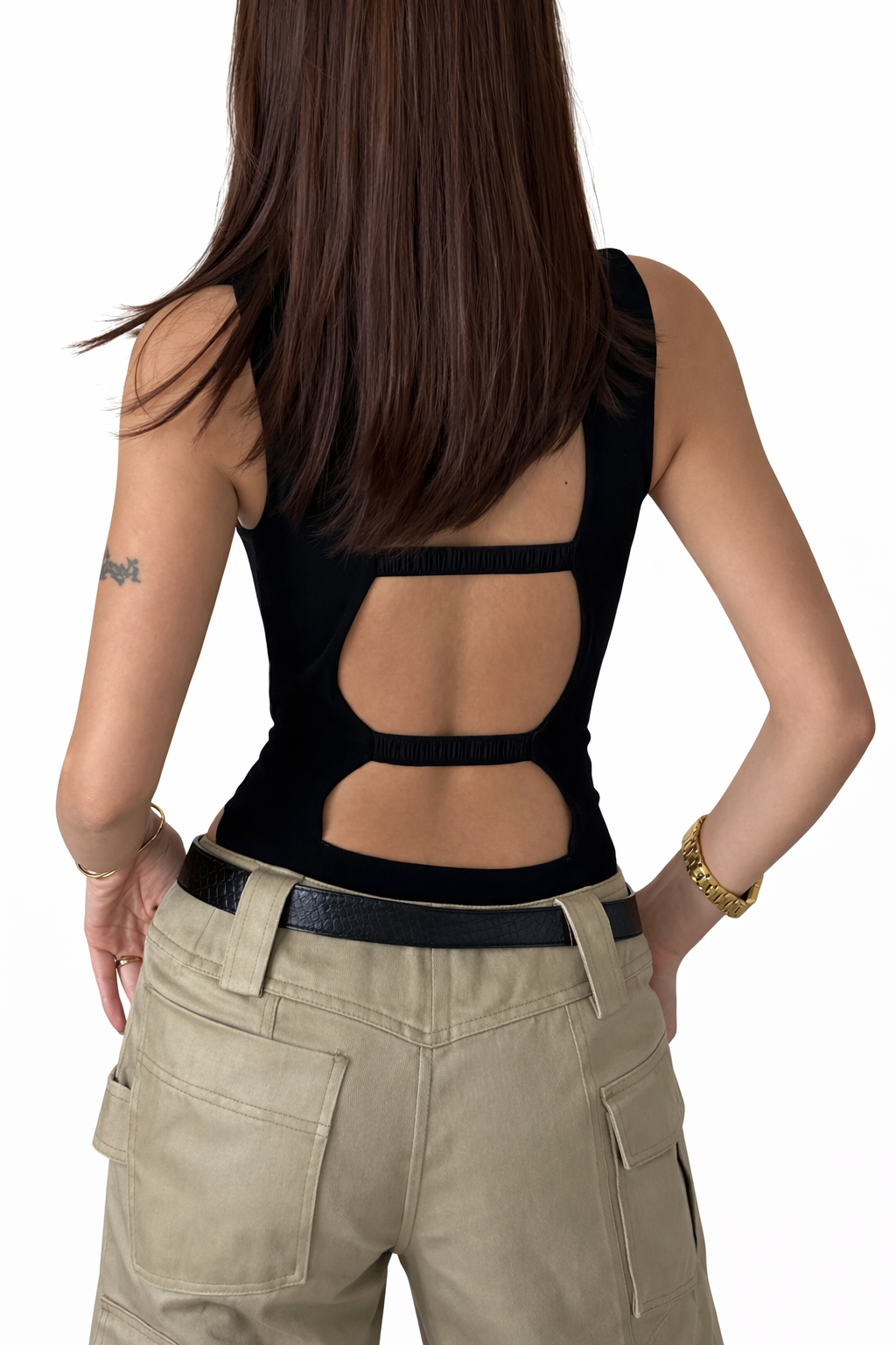CUT-OUT SLEEVELESS BODYSUIT