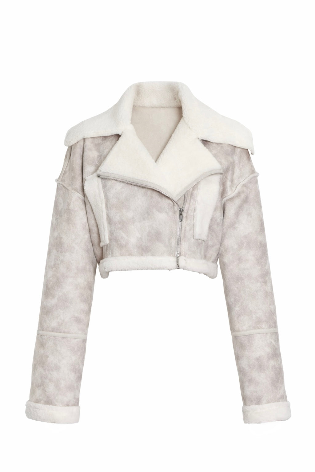 CROPPED SHEARLING AVIATOR JACKET