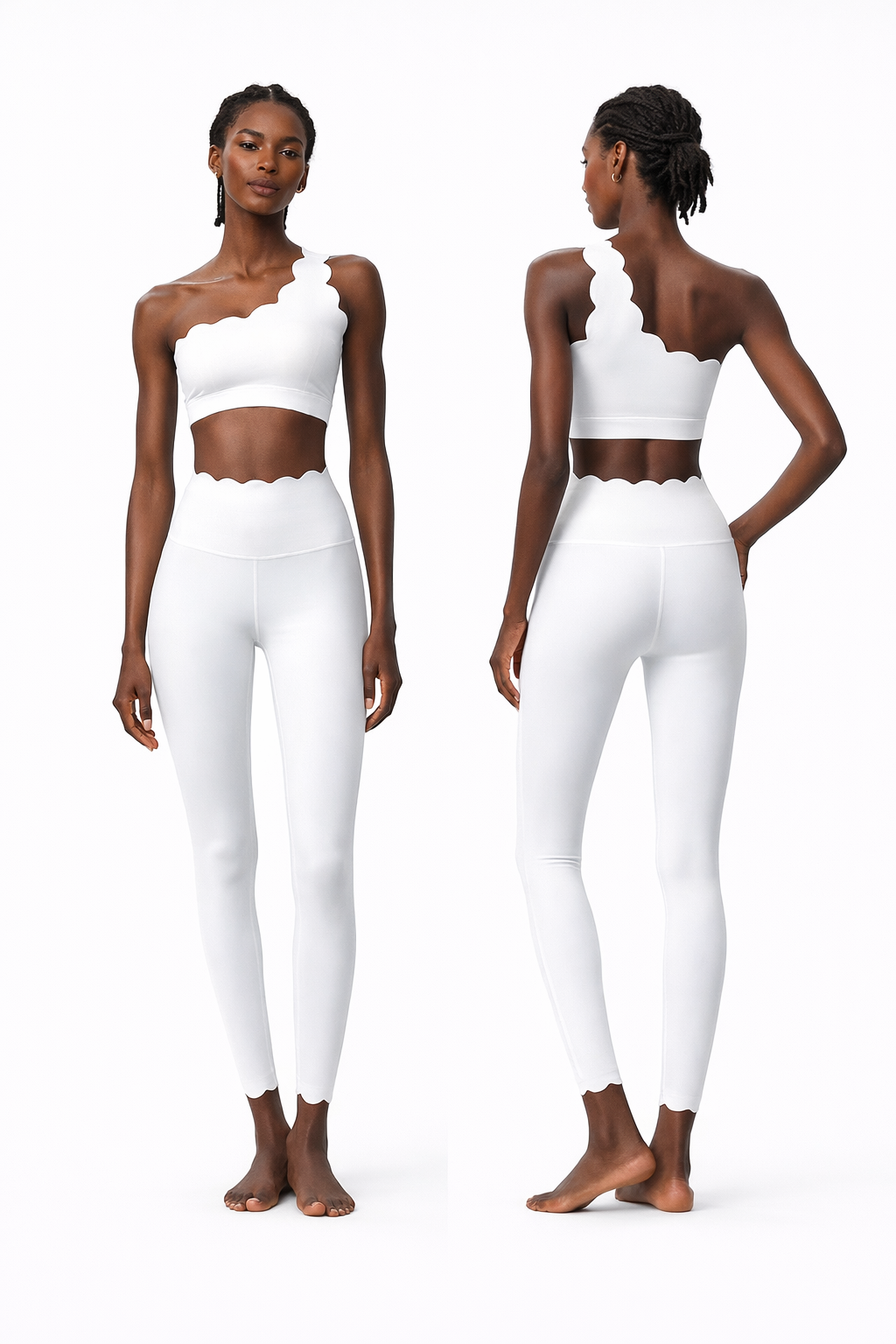 SCALLOPED ONE-SHOULDER ACTIVE SET