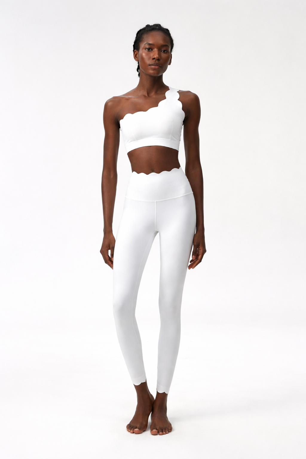 SCALLOPED ONE-SHOULDER ACTIVE SET