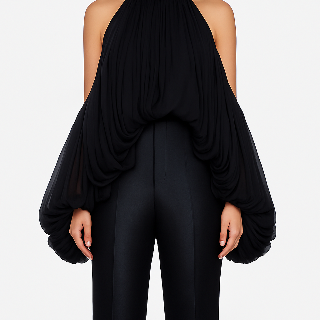 CLOUD DRAPED HALTER BLOUSE