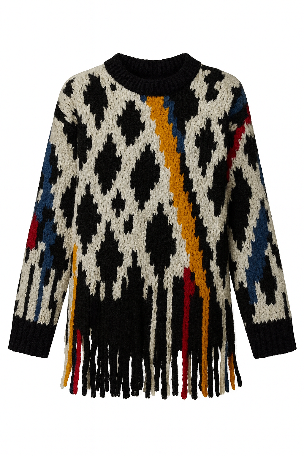 IKAT FRINGE OVERSIZED SWEATER