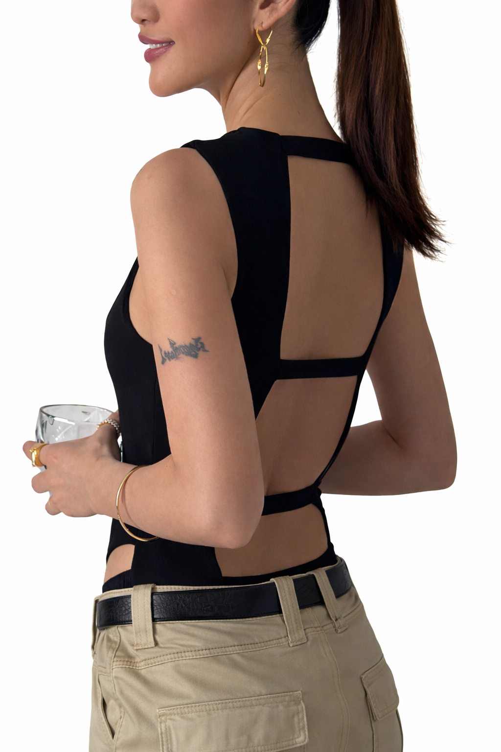 CUT-OUT SLEEVELESS BODYSUIT