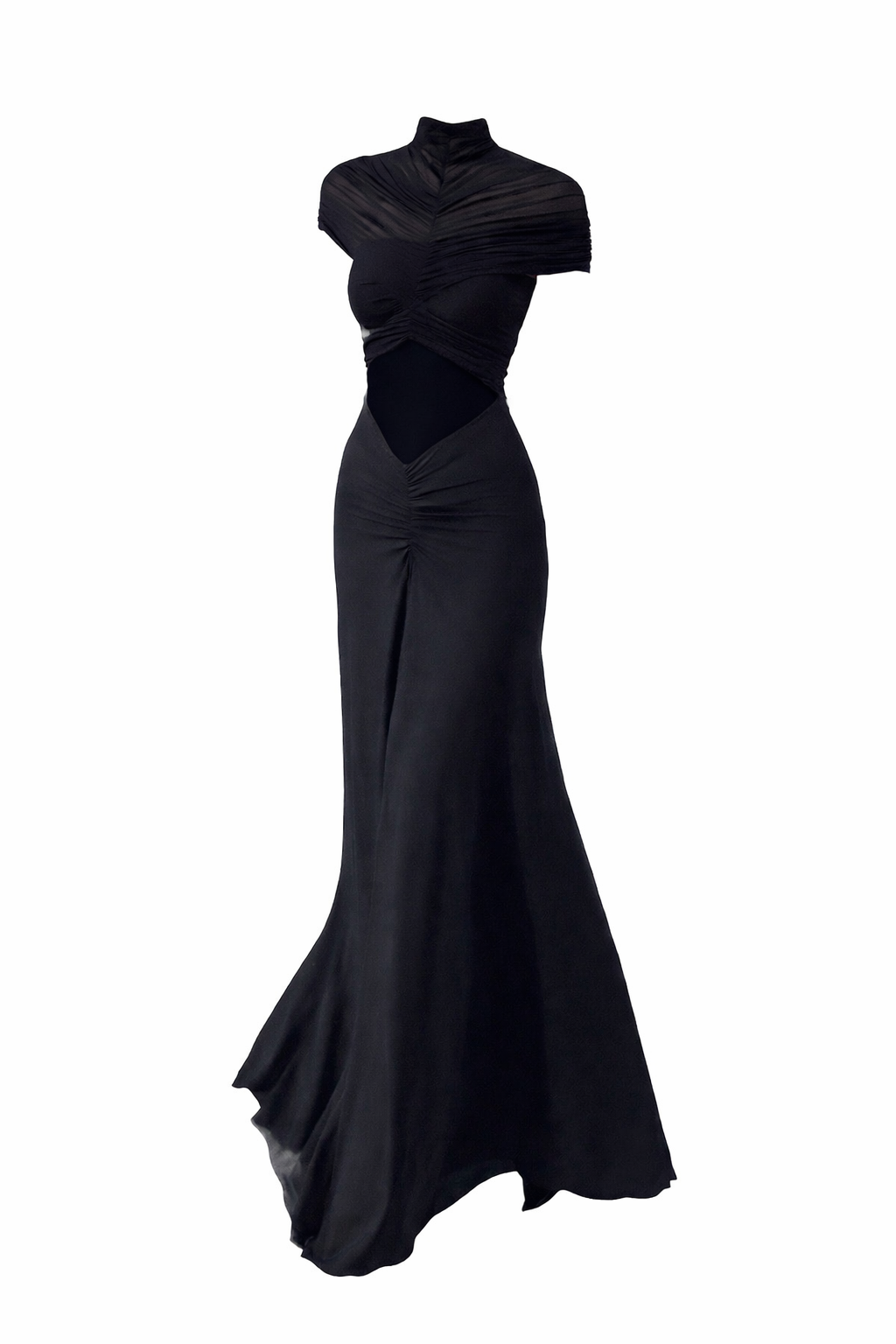 ASYMMETRIC CUT-OUT MAXI DRESS