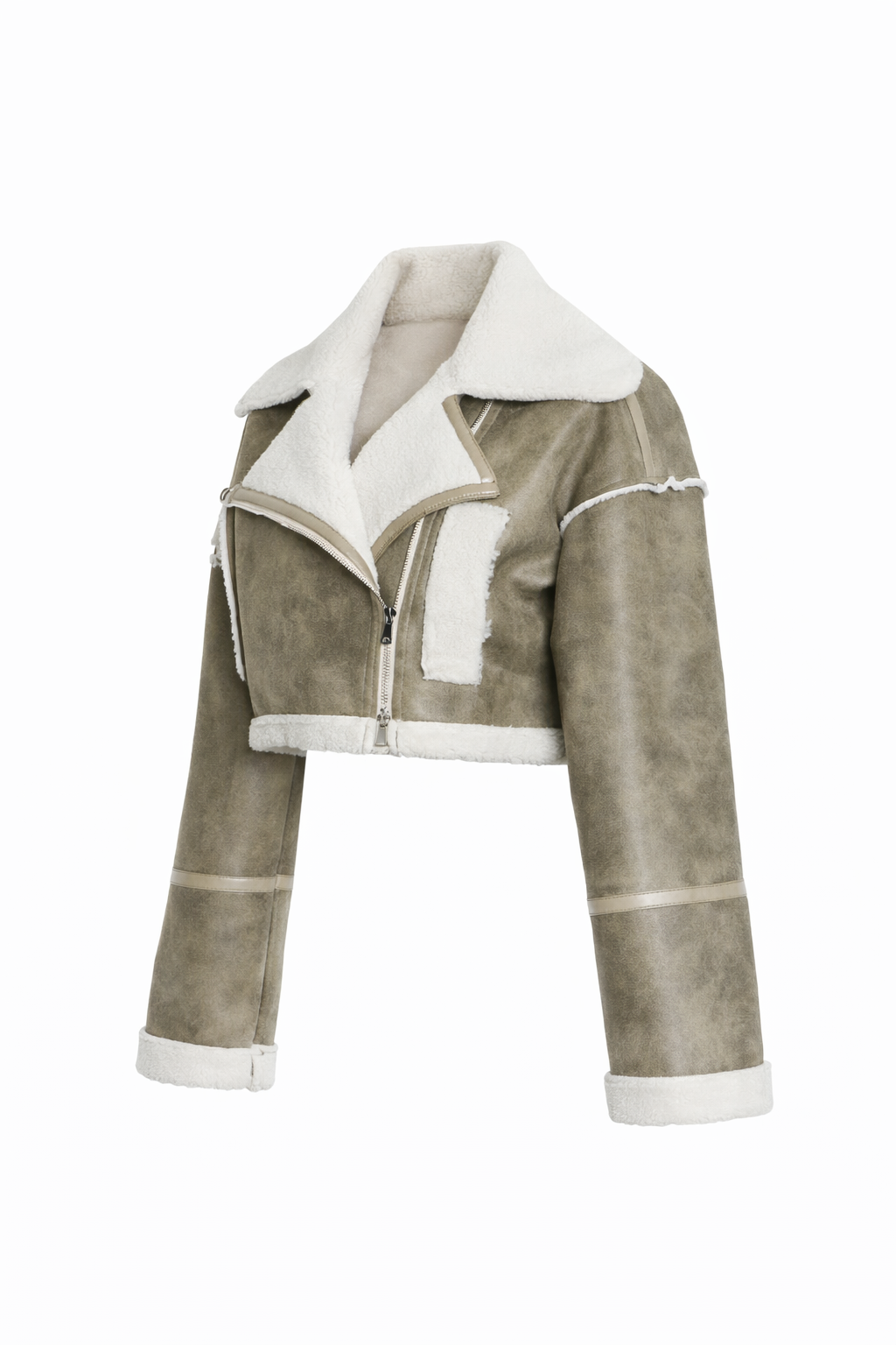 CROPPED SHEARLING AVIATOR JACKET