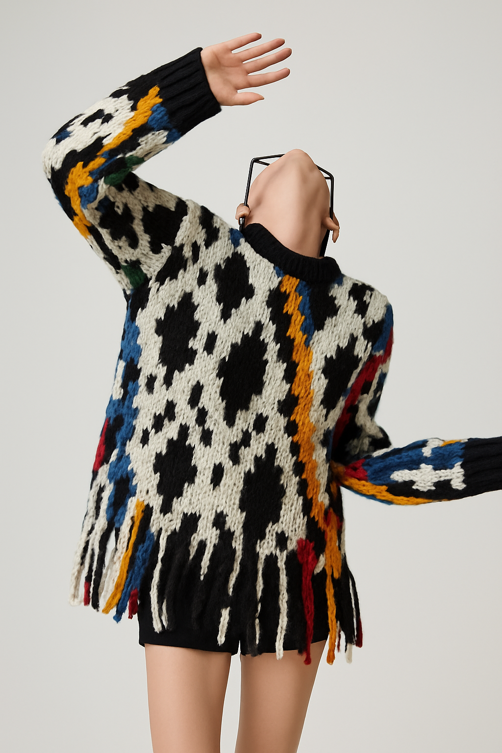 IKAT FRINGE OVERSIZED SWEATER