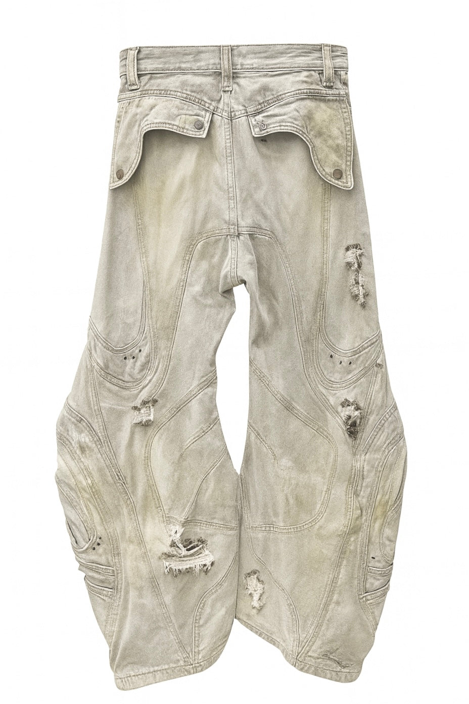 DISTRESSED LACE-UP ART JEANS