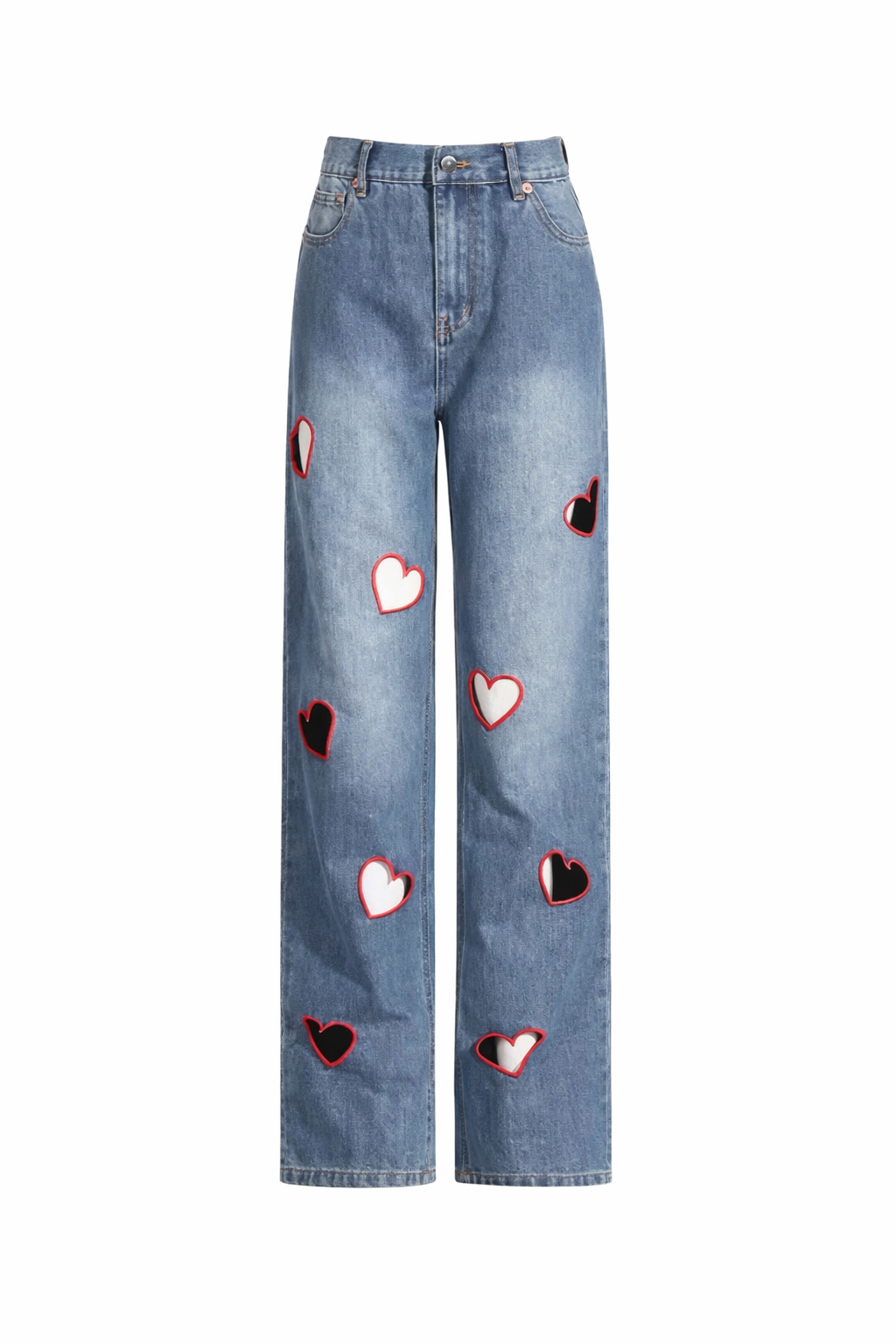 HEART CUTOUT STRAIGHT JEANS