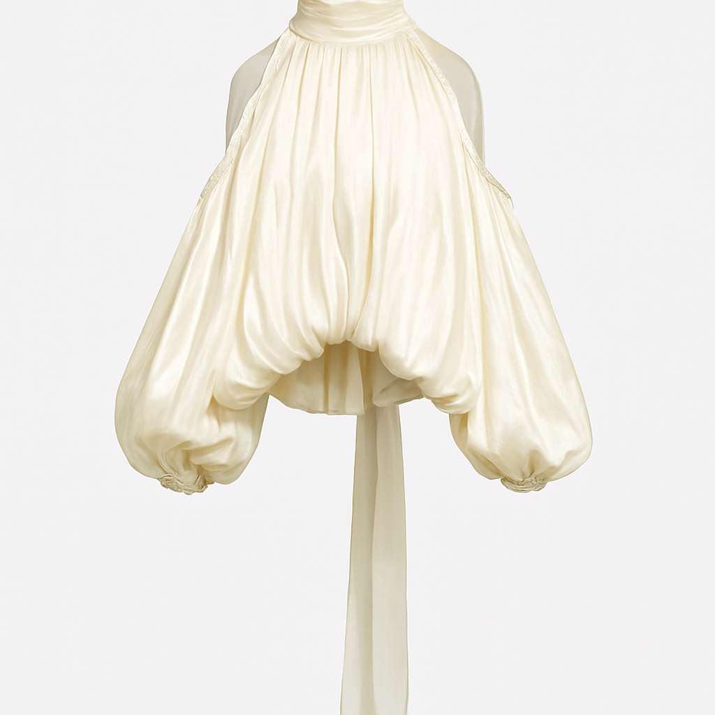 CLOUD DRAPED HALTER BLOUSE