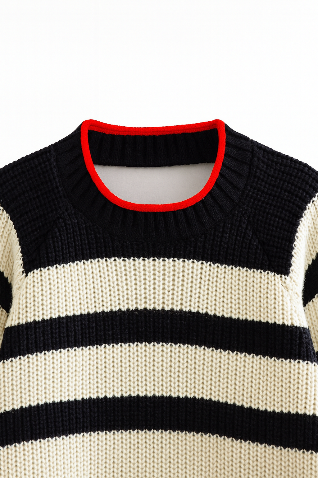 STRIPED CROPPED KNIT SWEATER