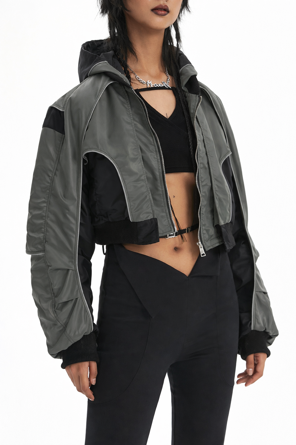 CROPPED TECH BOMBER JACKET