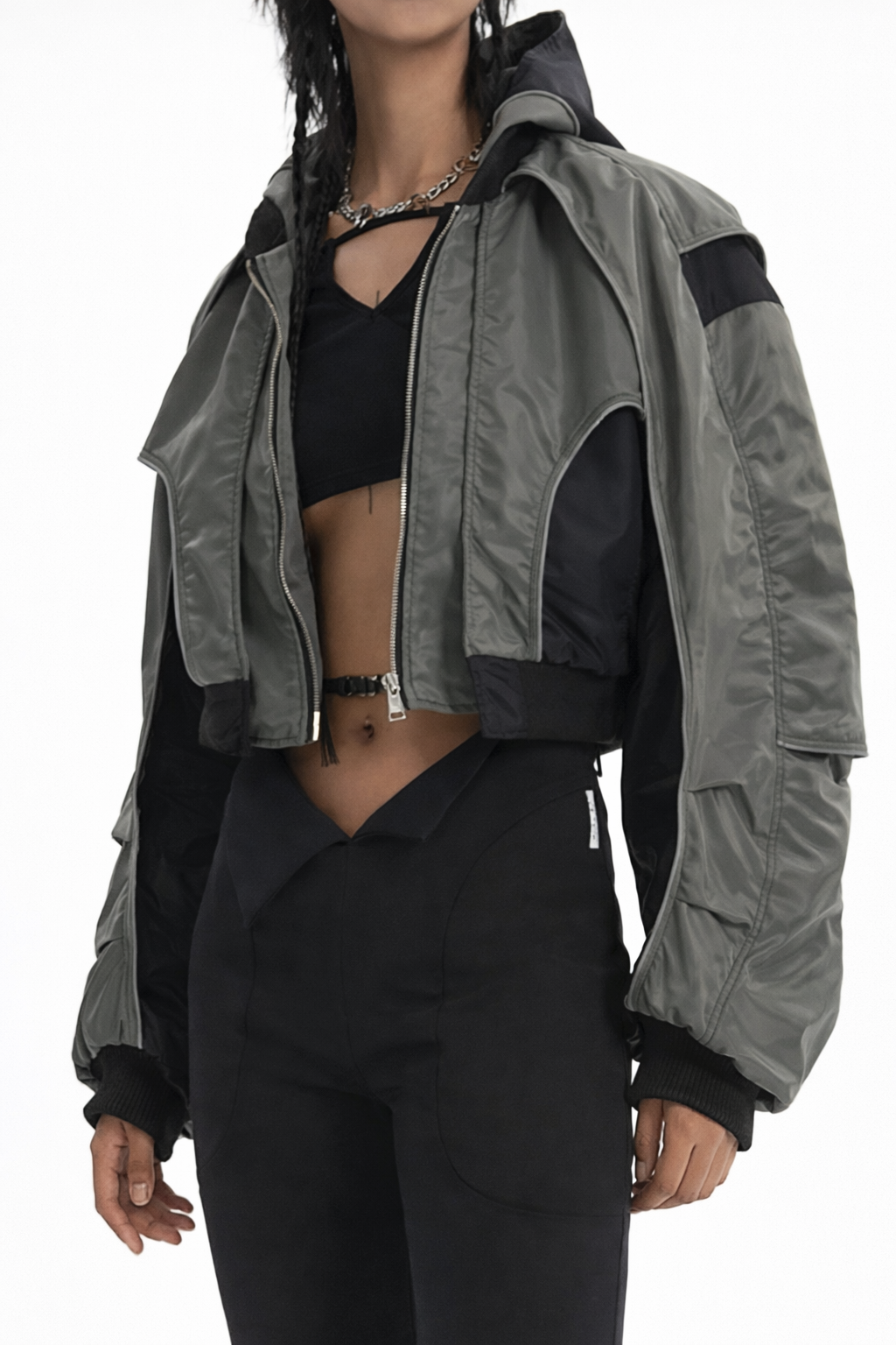 CROPPED TECH BOMBER JACKET