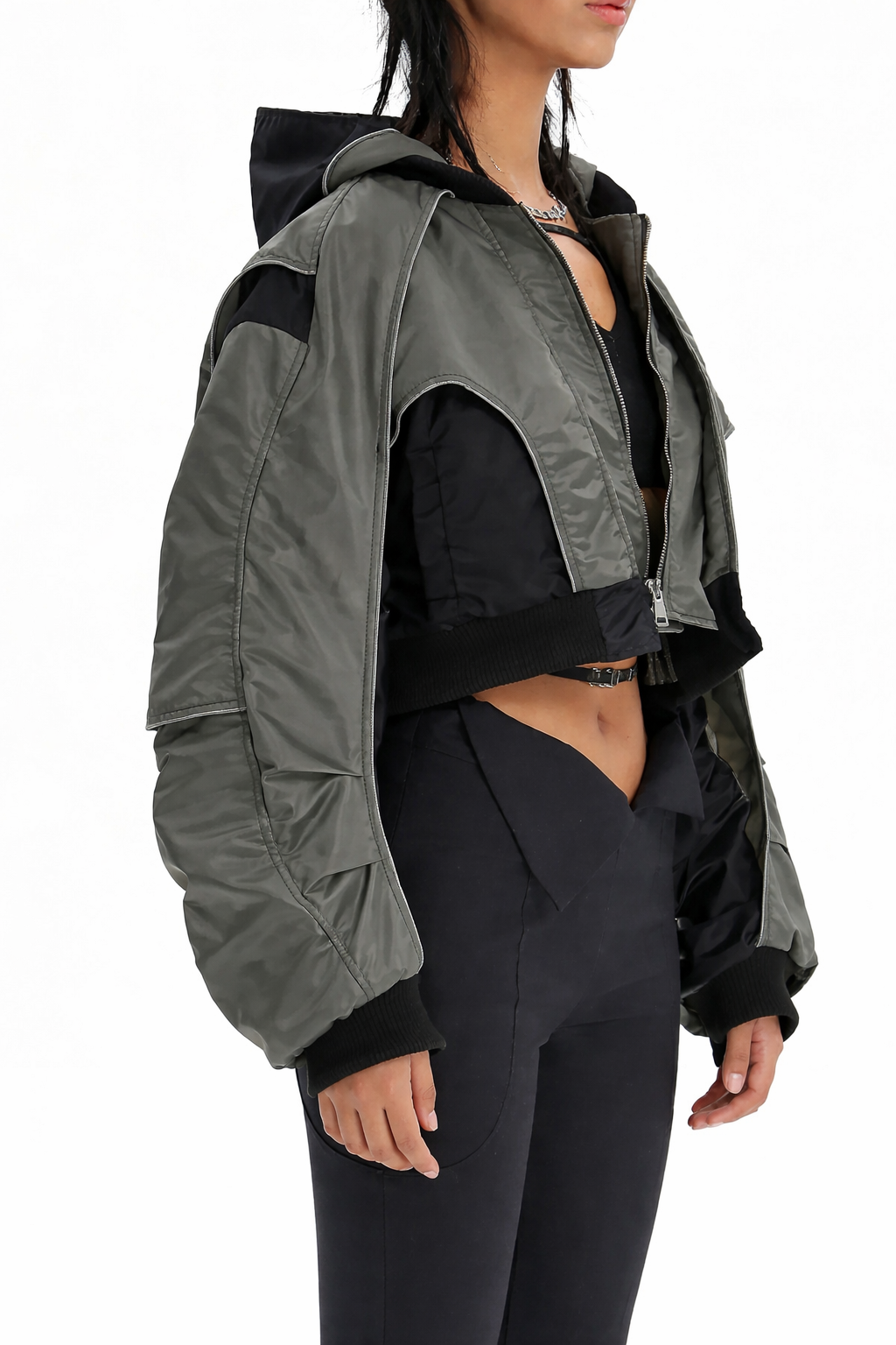CROPPED TECH BOMBER JACKET