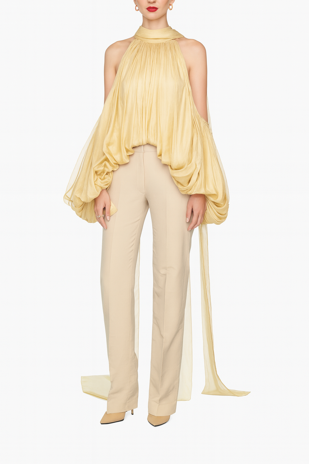 CLOUD DRAPED HALTER BLOUSE