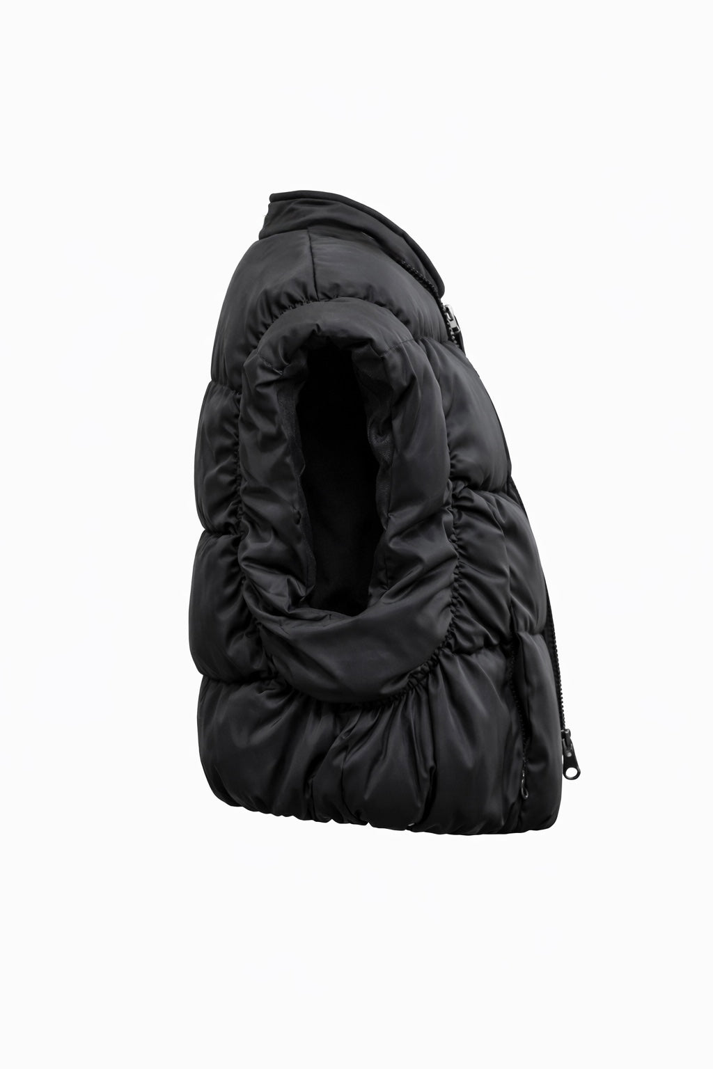 PUFFER VEST WITH RUCHED SIDES