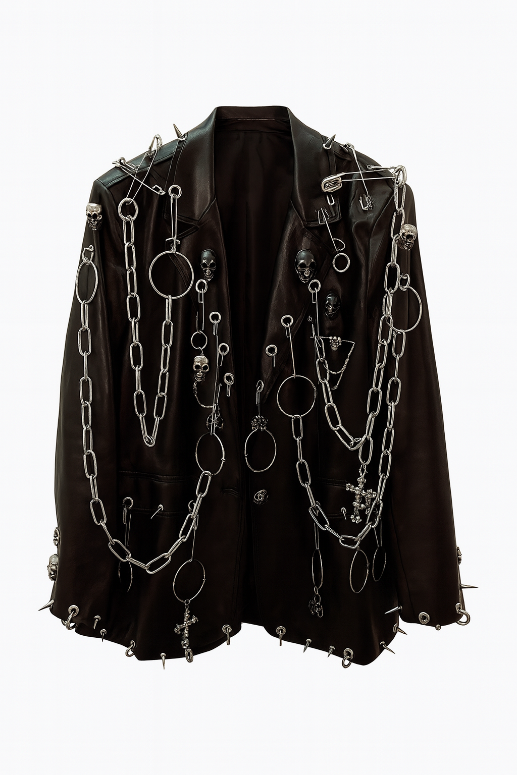 CHAIN PUNK LEATHER BLAZER