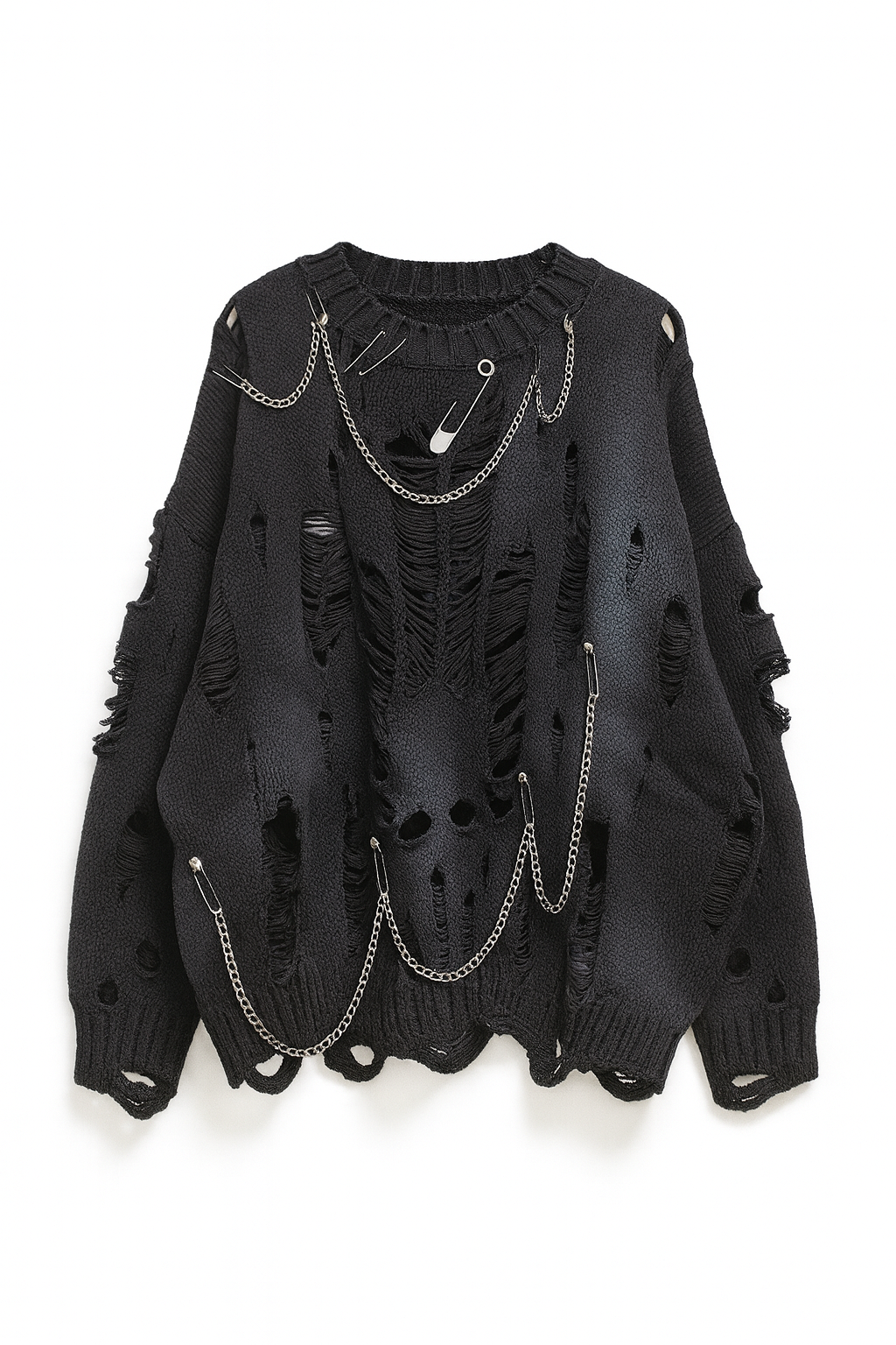 DESTROYED GRUNGE CHAIN SWEATER