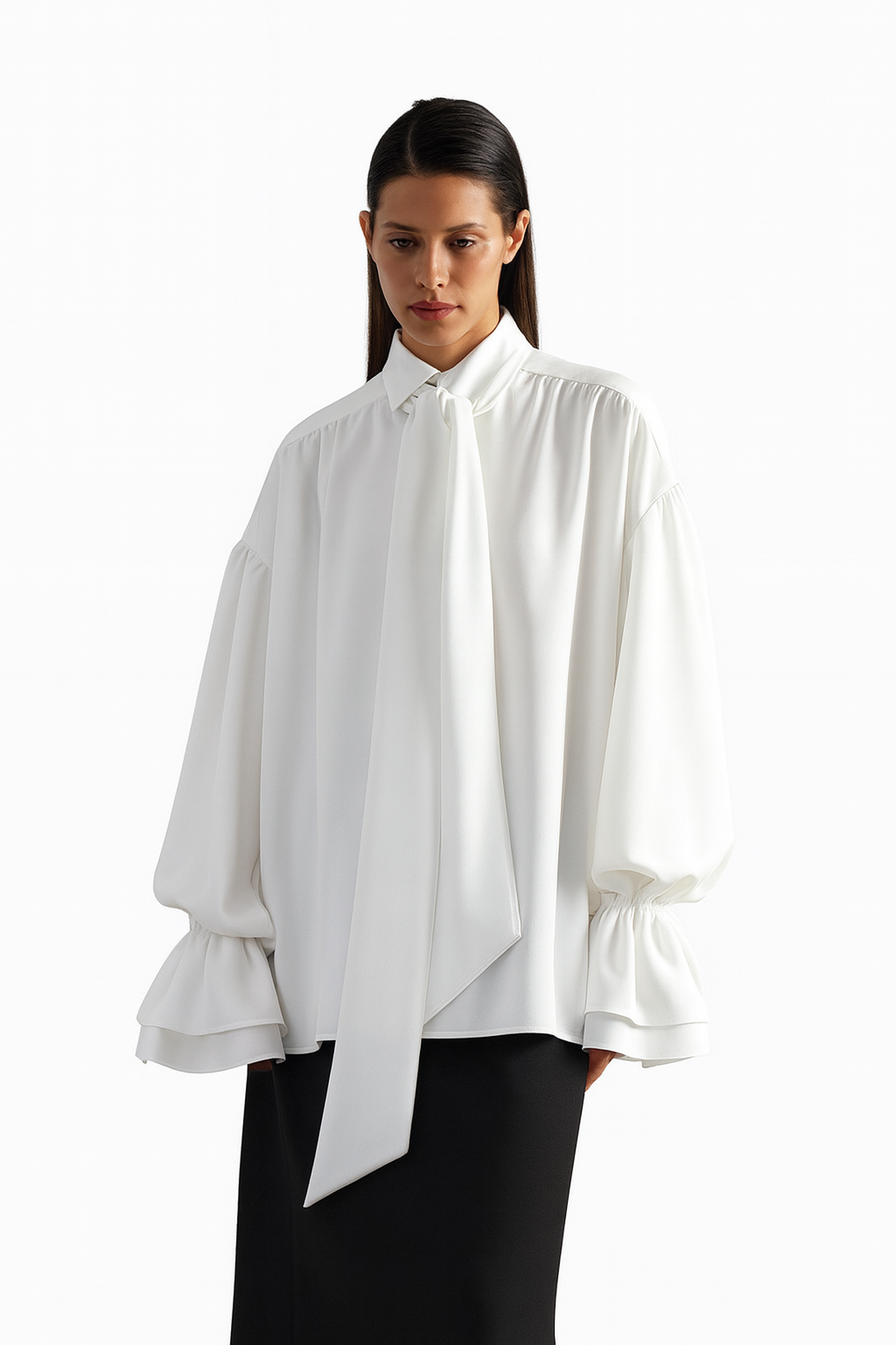 ELEGANT TIE-NECK BLOUS