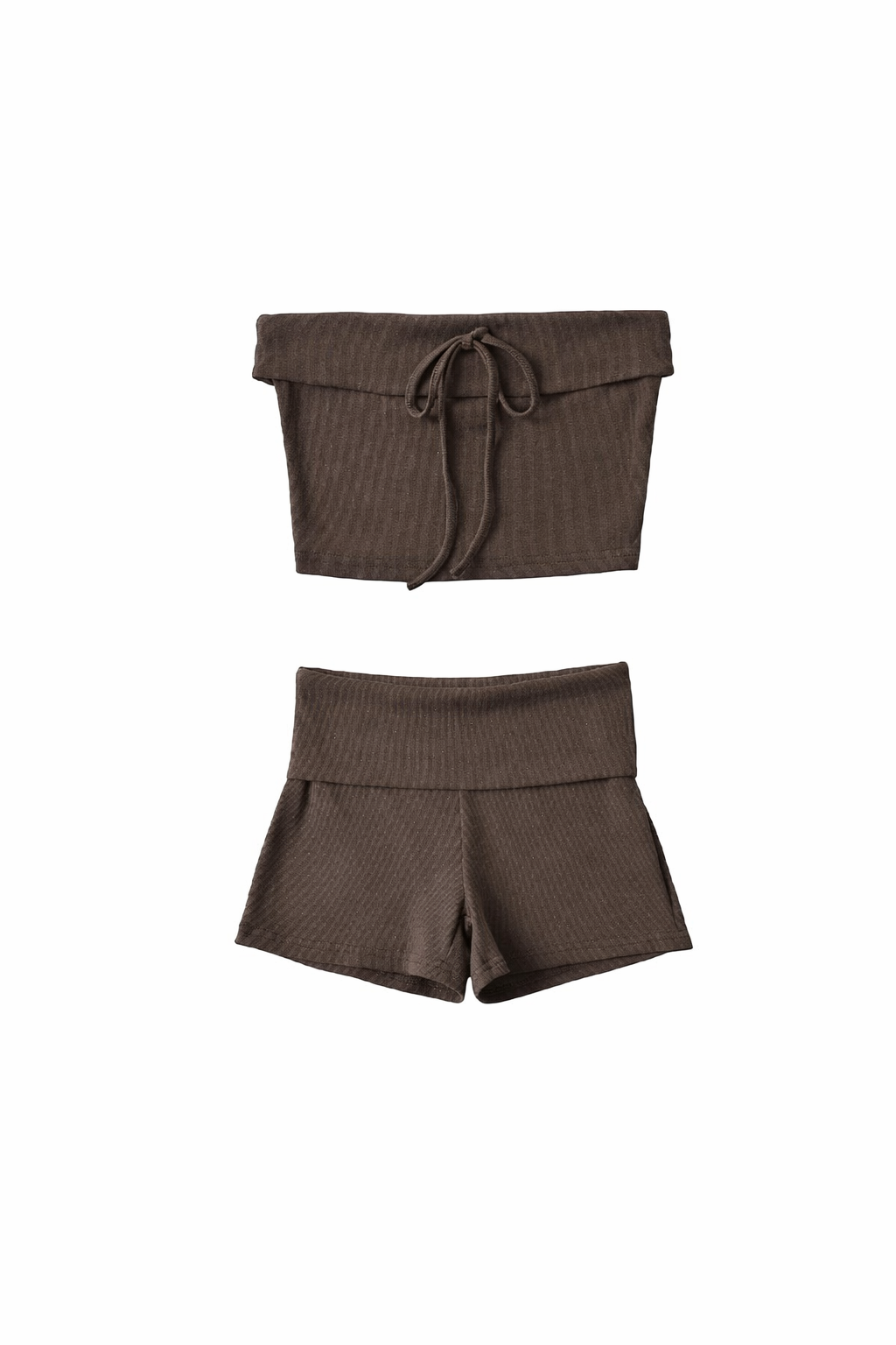 RIBBED STRAPLESS LOUNGE SET