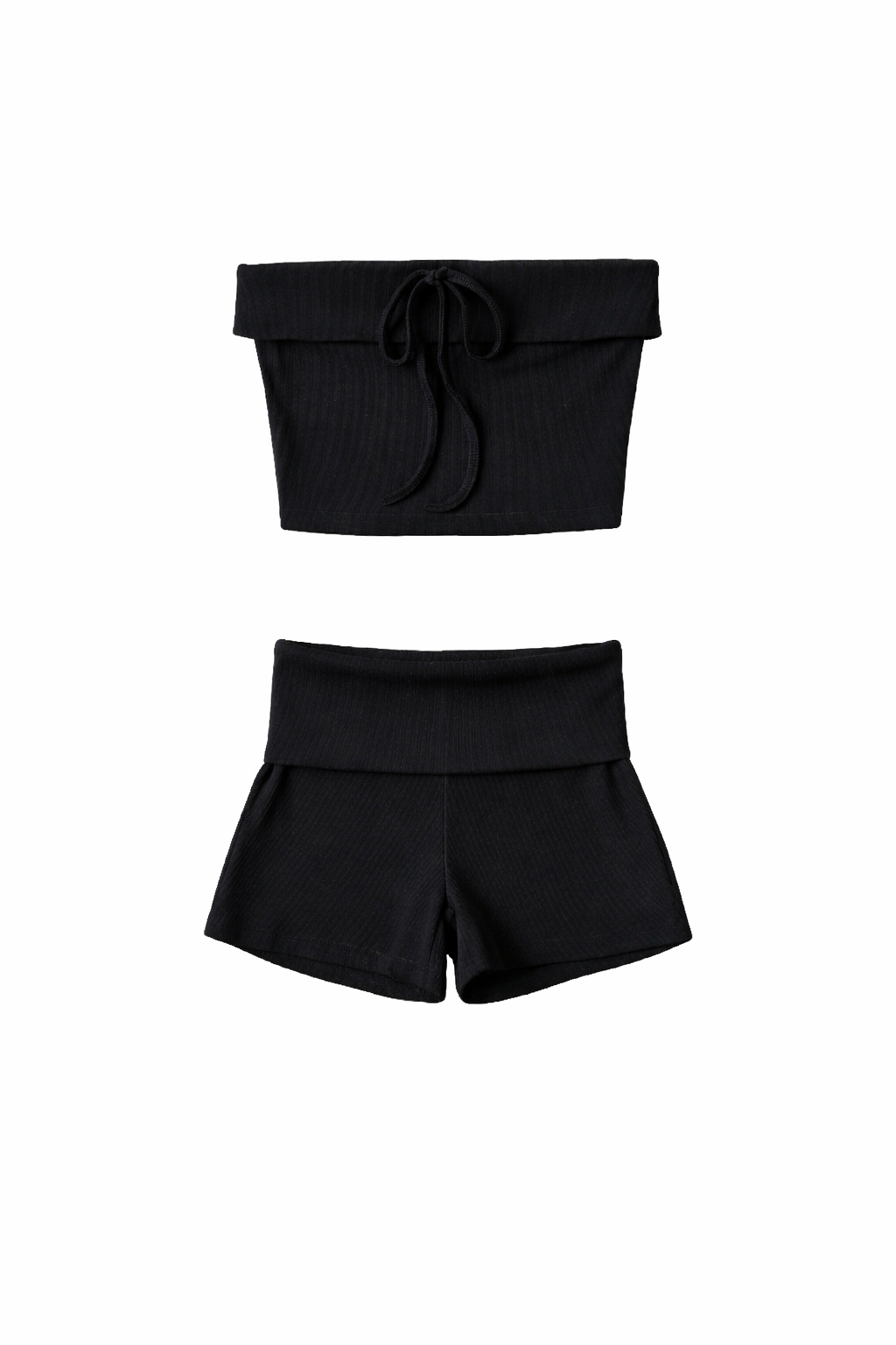 RIBBED STRAPLESS LOUNGE SET