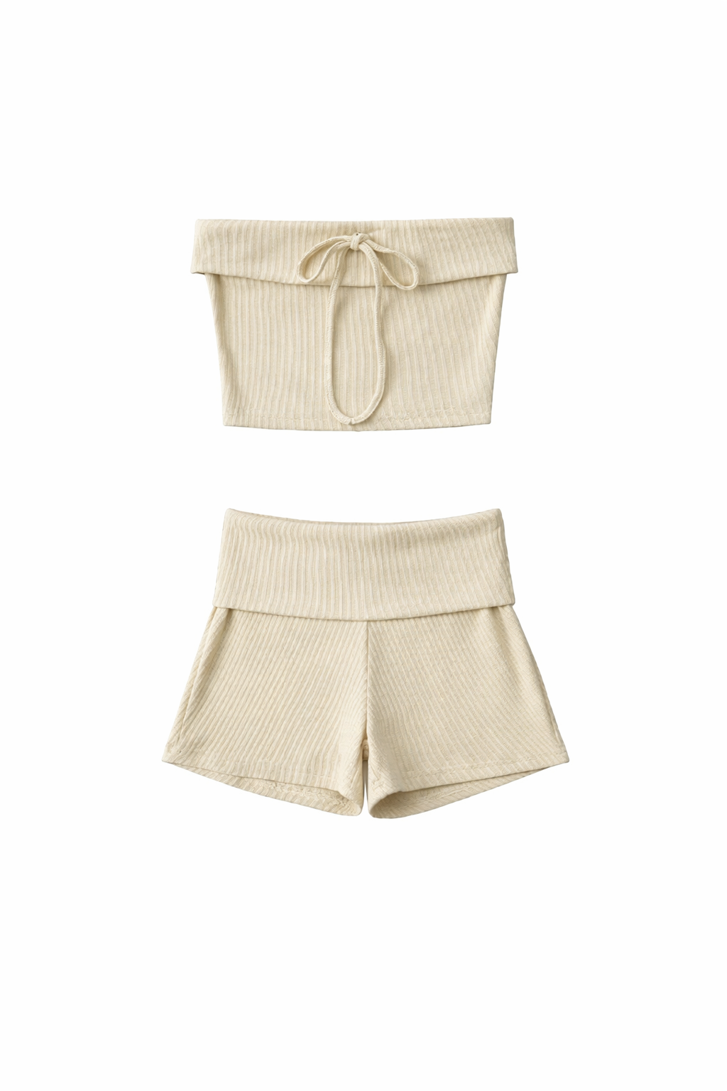 RIBBED STRAPLESS LOUNGE SET