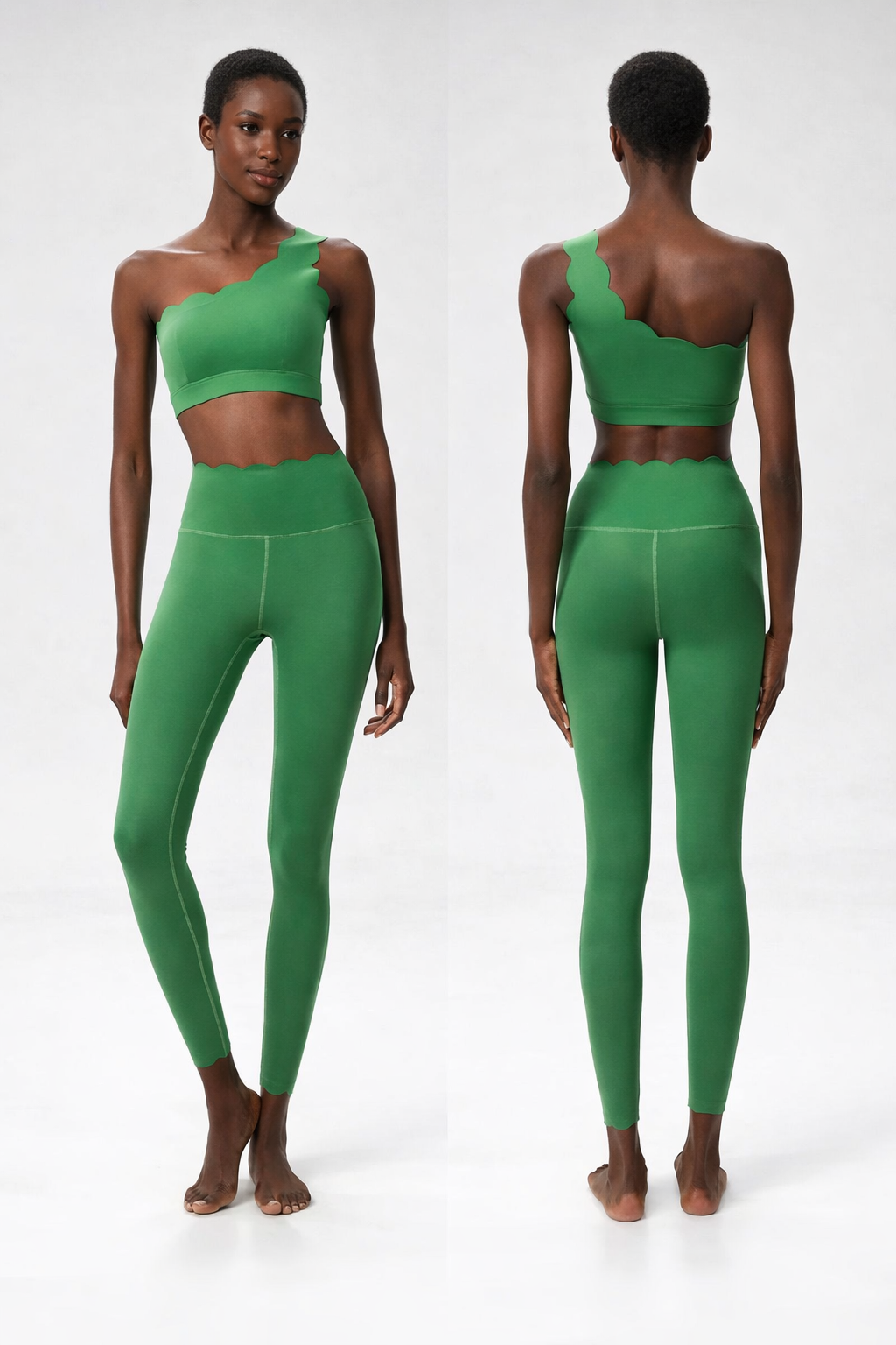 SCALLOPED ONE-SHOULDER ACTIVE SET