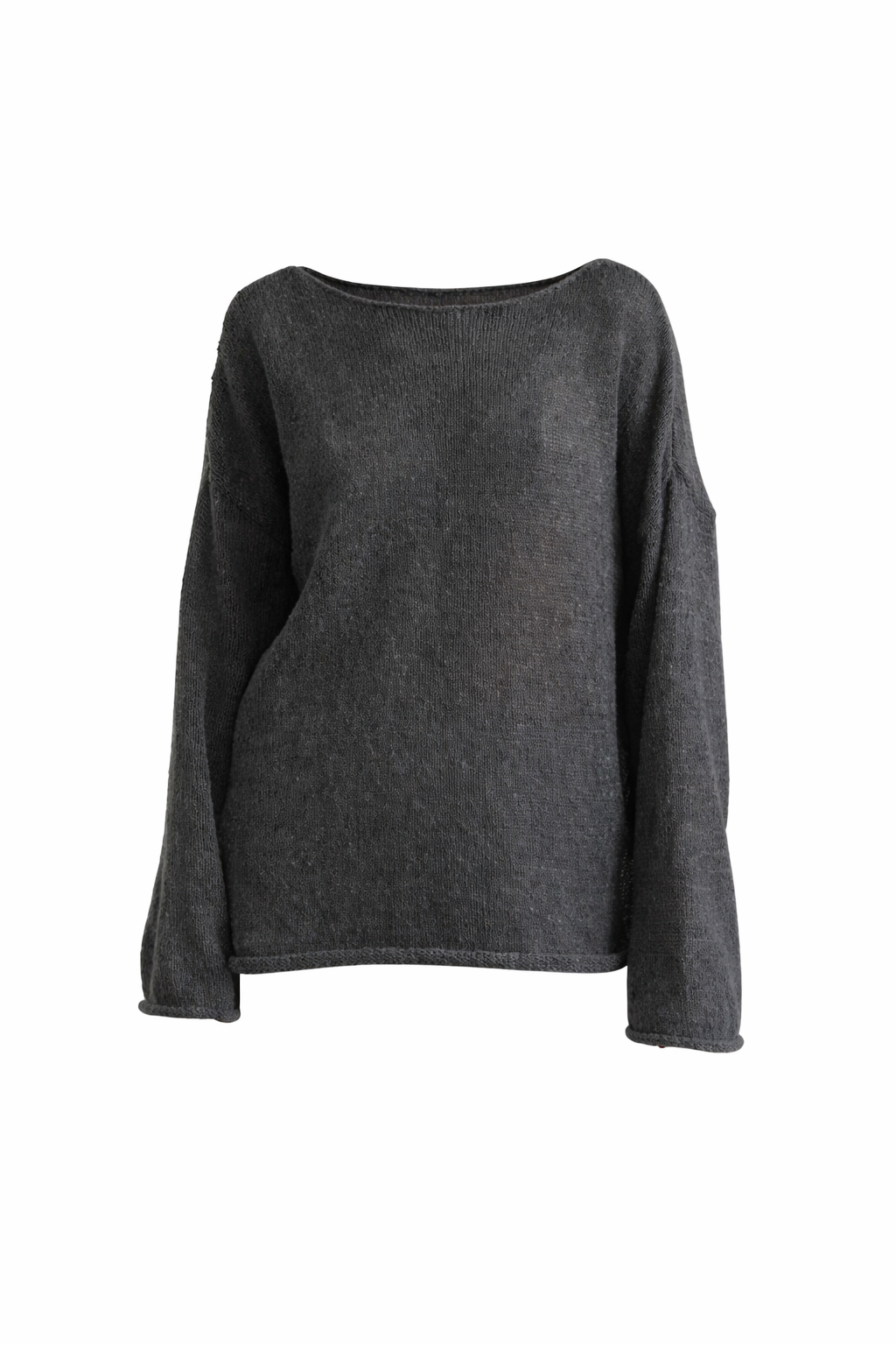 SHEER KNIT BOAT-NECK SWEATER