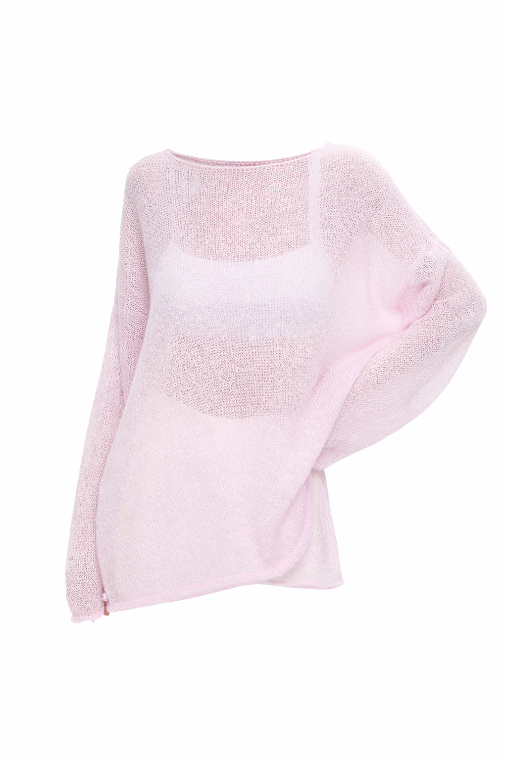 SHEER KNIT BOAT-NECK SWEATER