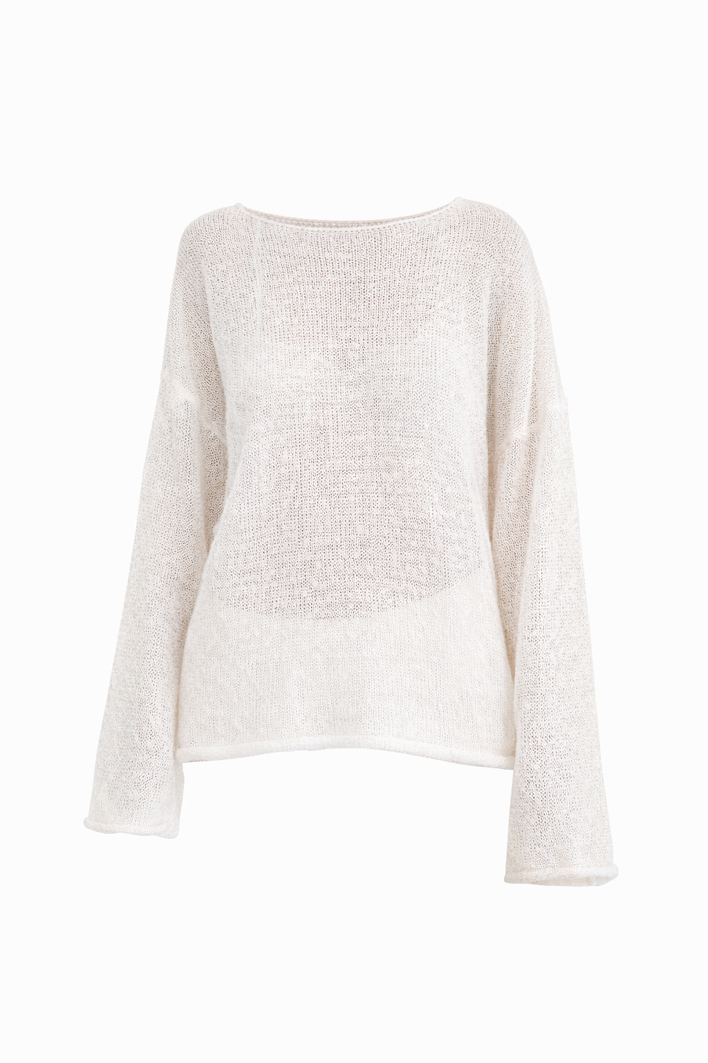 SHEER KNIT BOAT-NECK SWEATER
