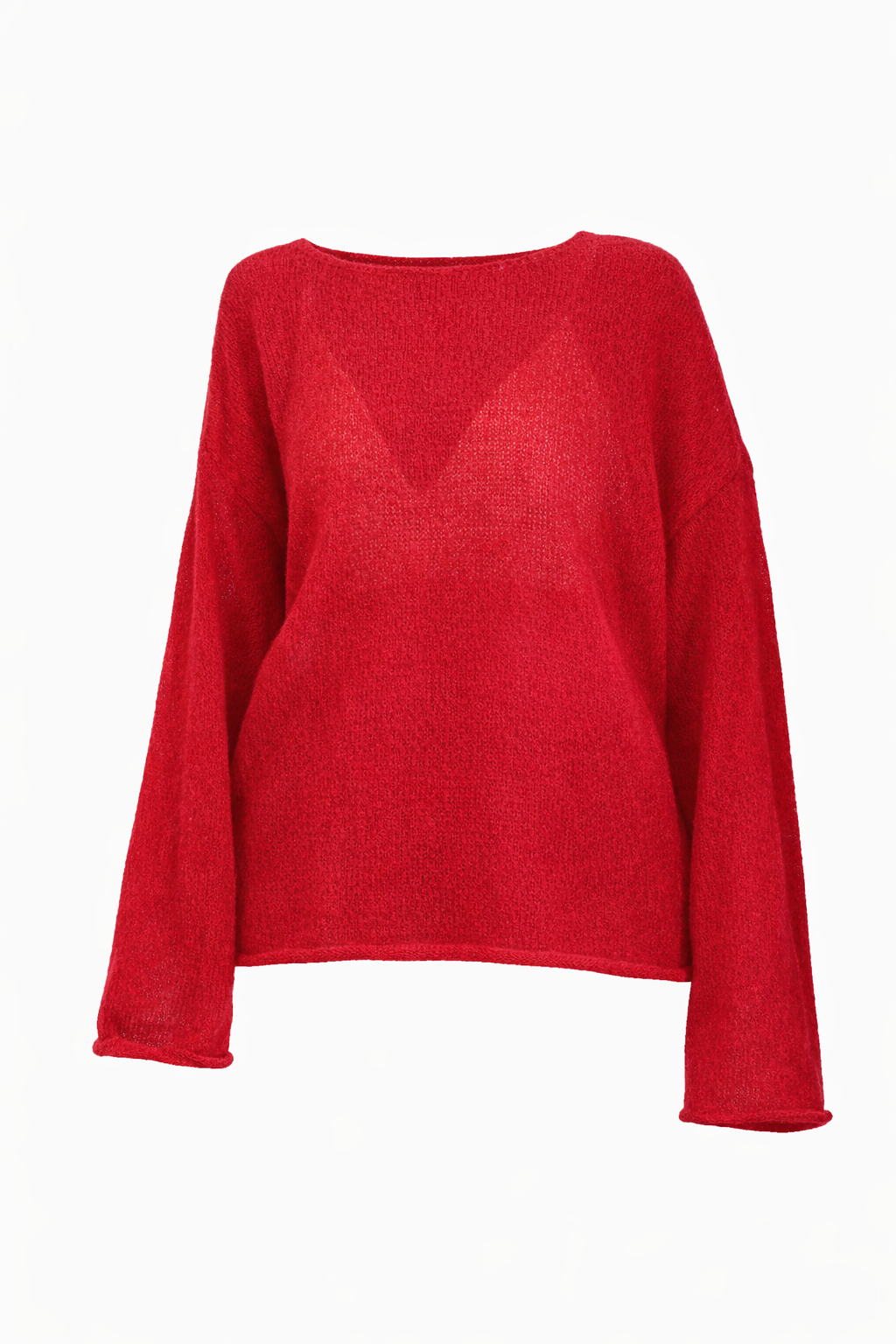 SHEER KNIT BOAT-NECK SWEATER