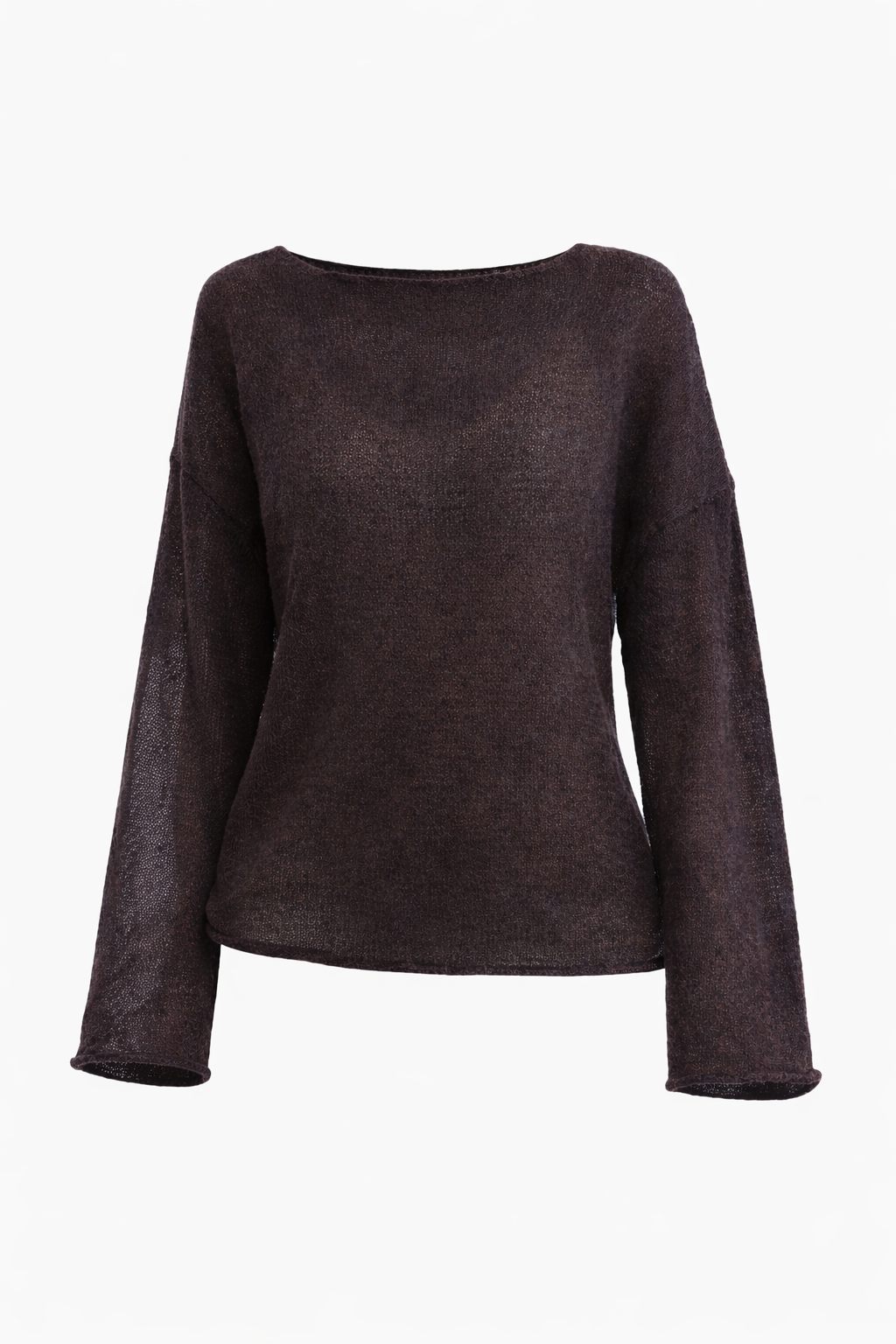 SHEER KNIT BOAT-NECK SWEATER