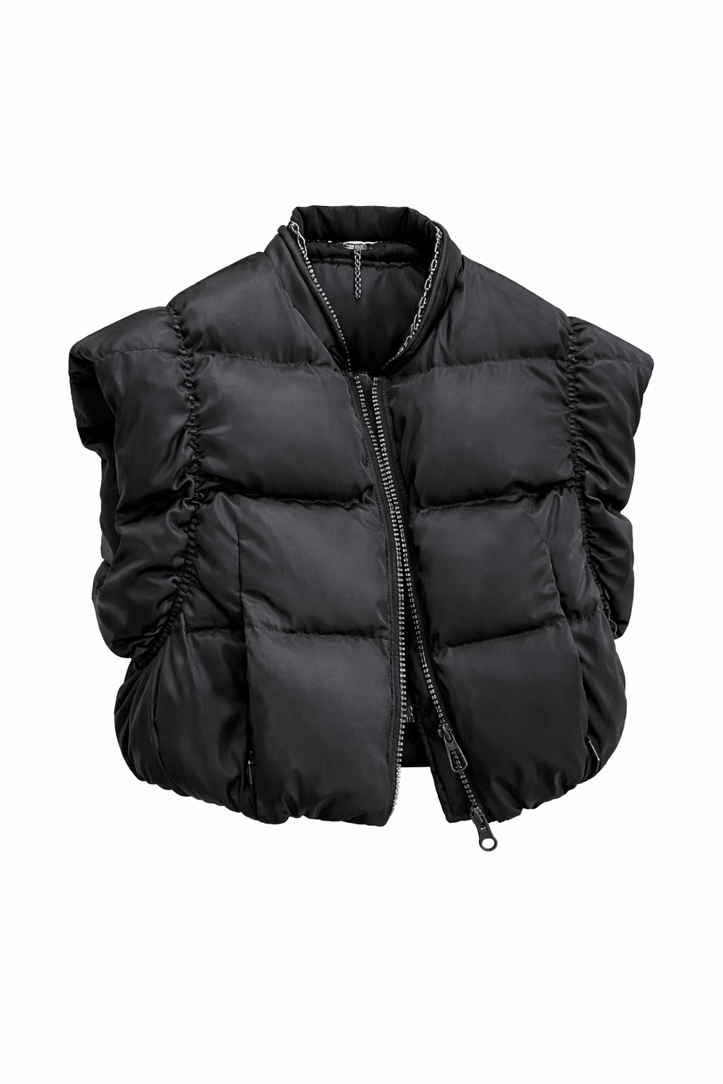 PUFFER VEST WITH RUCHED SIDES