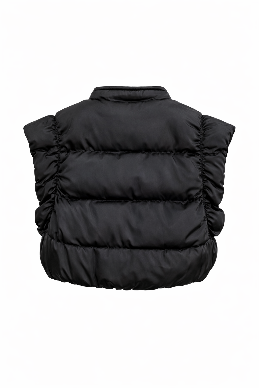 PUFFER VEST WITH RUCHED SIDES