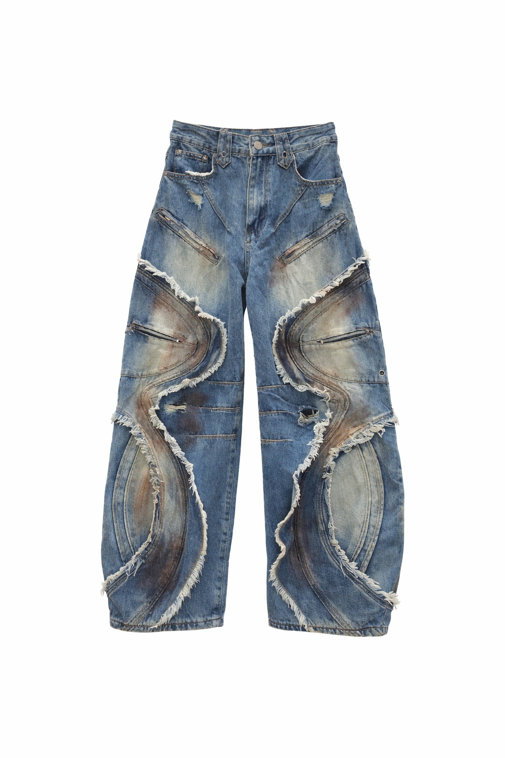 WAVE PANEL DISTRESSED JEANS