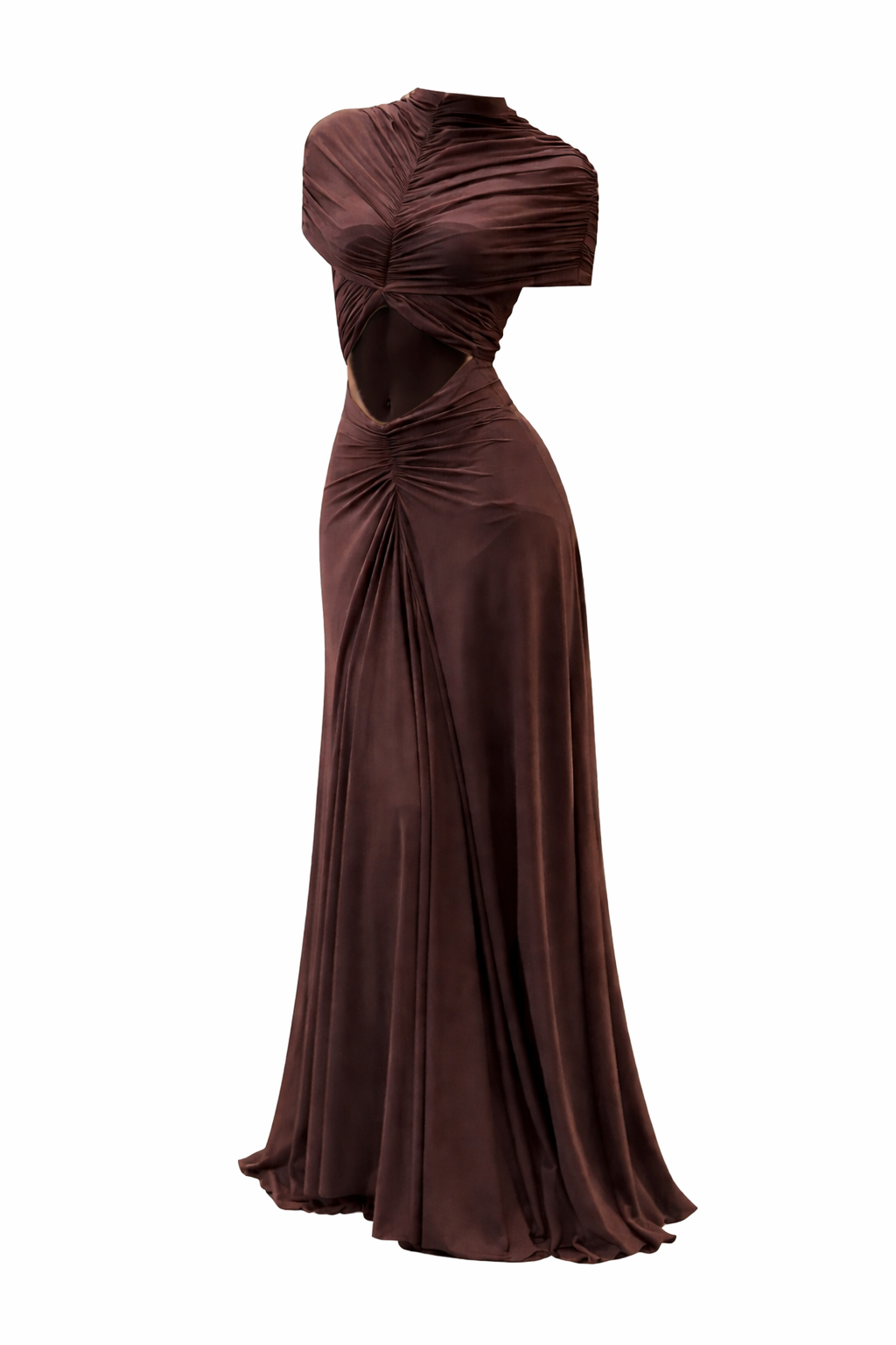 ASYMMETRIC CUT-OUT MAXI DRESS