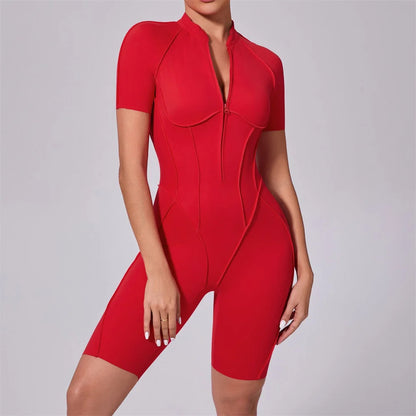 ZIPPER SHORT JUMPSUIT