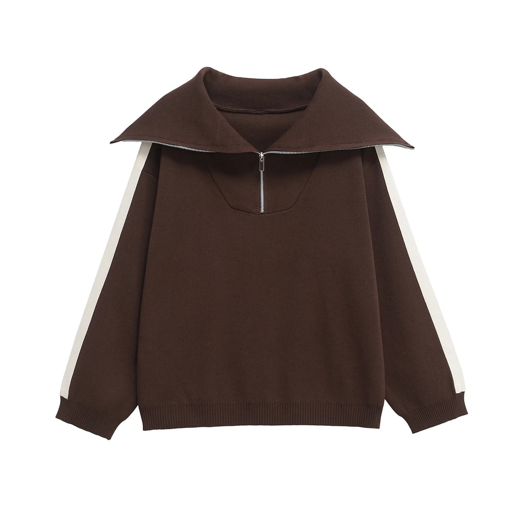 CHOCOLATE KNIT ZIP-UP SET