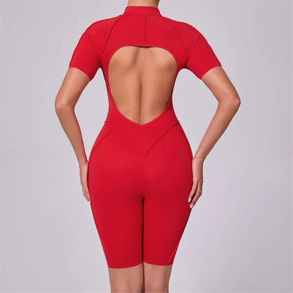 ZIPPER SHORT JUMPSUIT
