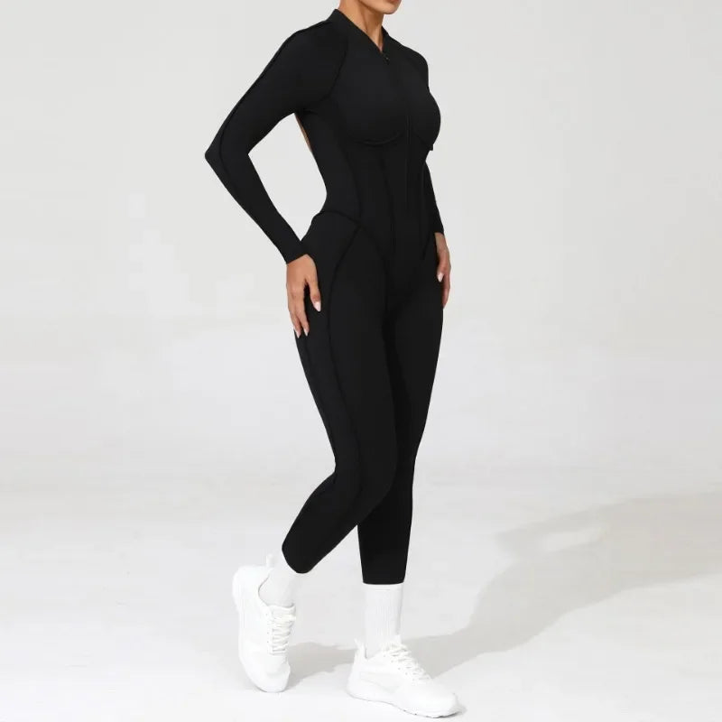 ZIPPER LONG JUMPSUIT