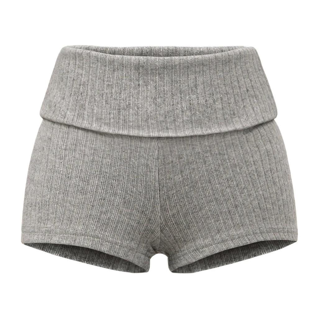 RIBBED HIGH-WAIST KNIT SHORTS