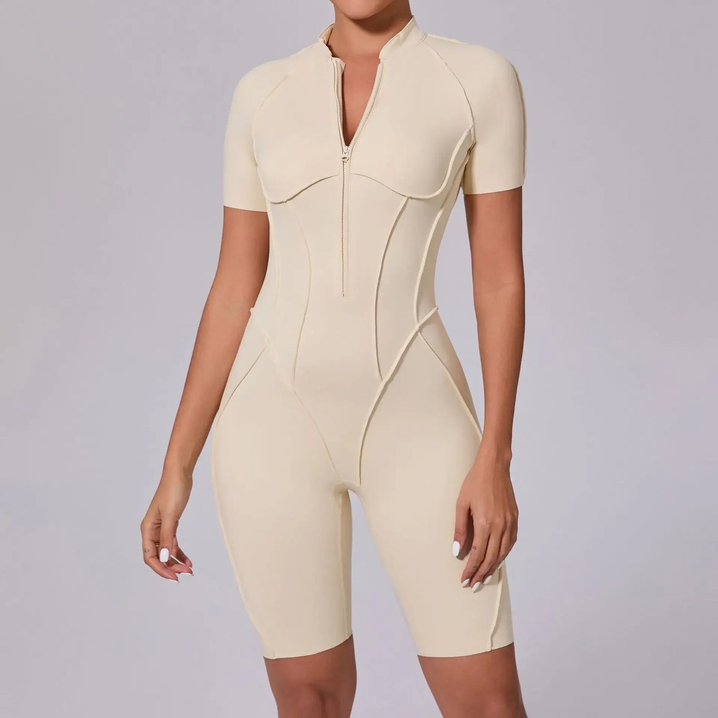 ZIPPER SHORT JUMPSUIT