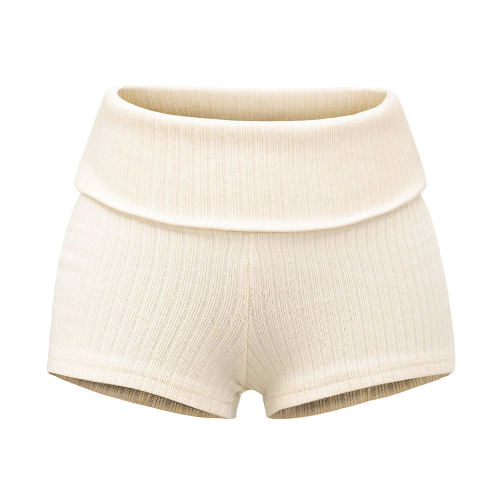 RIBBED HIGH-WAIST KNIT SHORTS