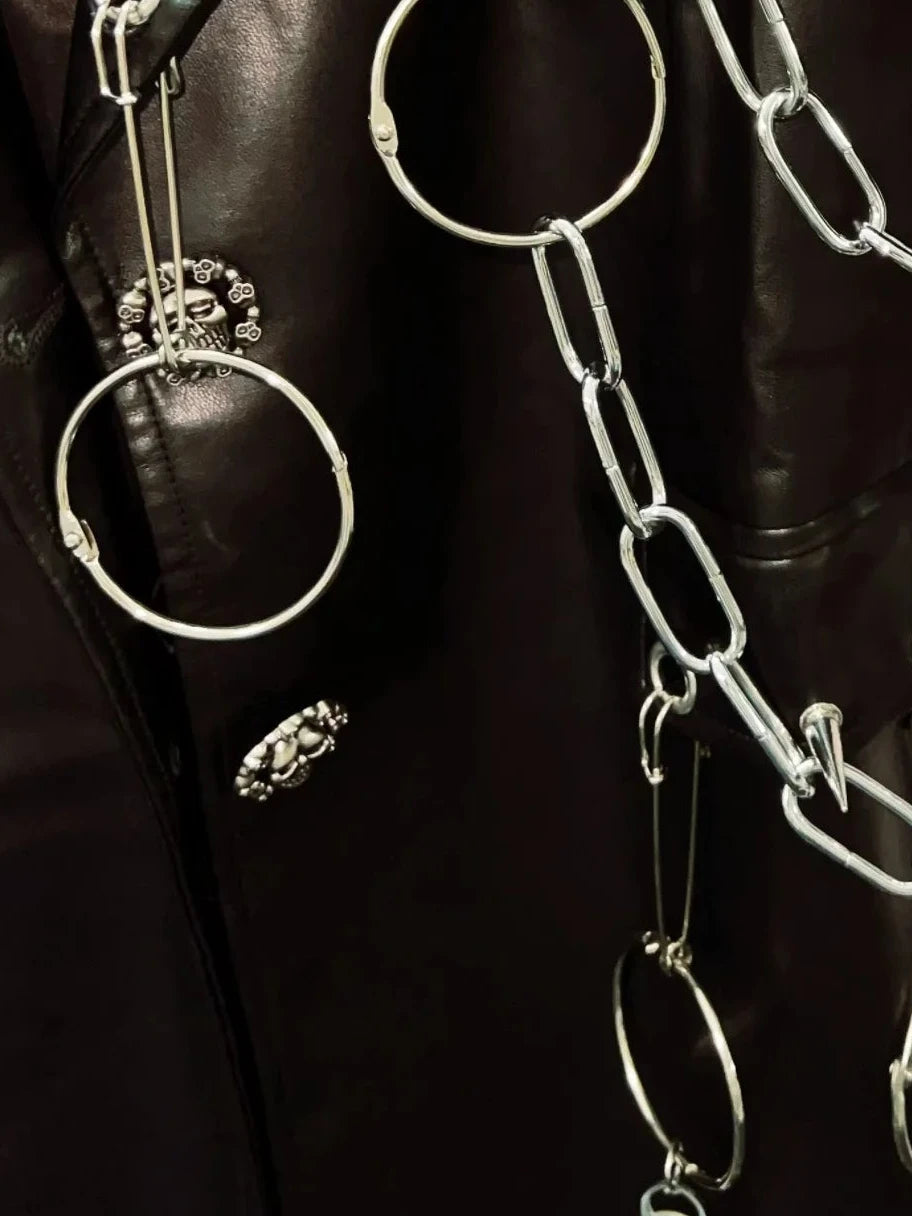 CHAIN PUNK LEATHER BLAZER