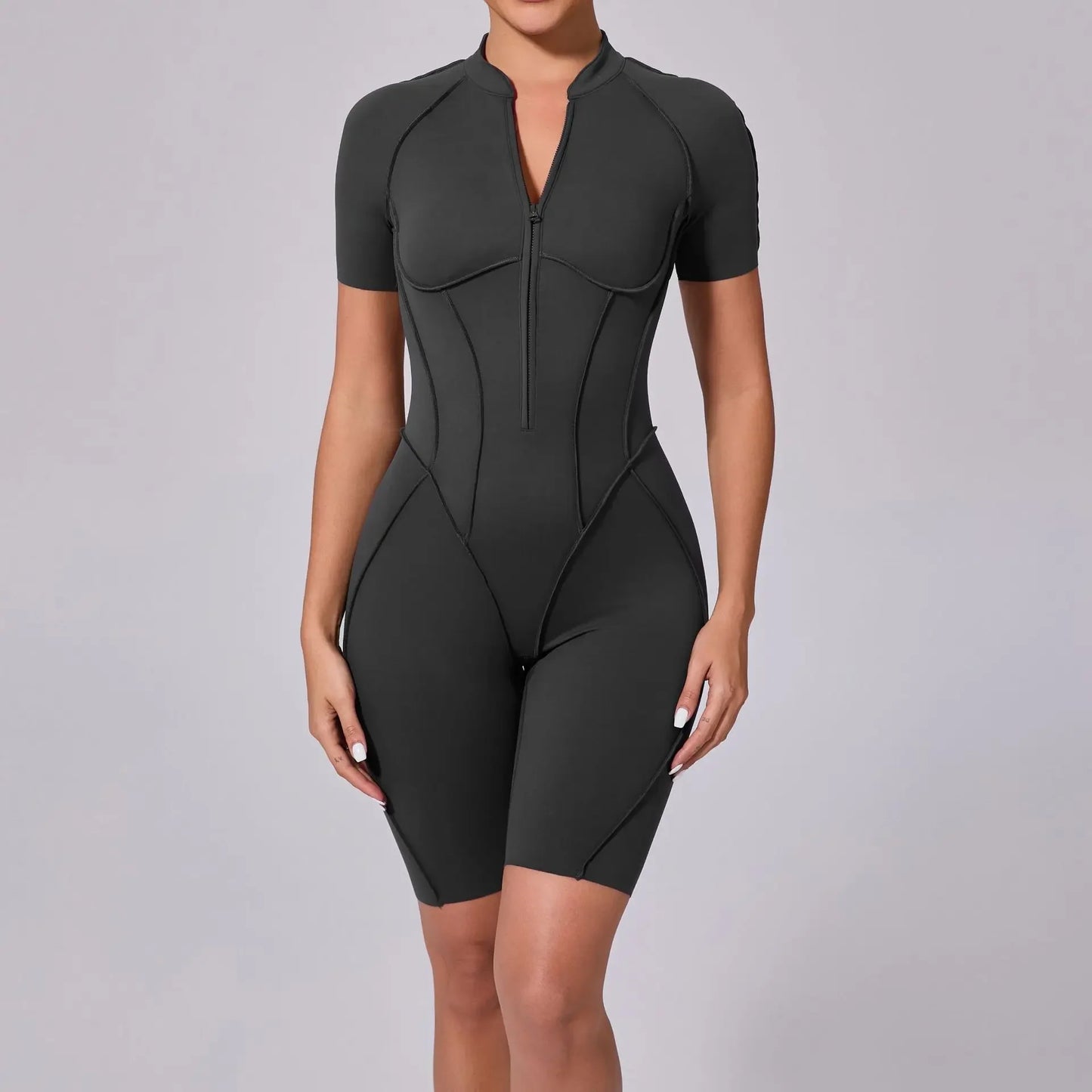 ZIPPER SHORT JUMPSUIT