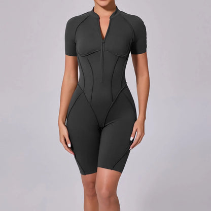 ZIPPER SHORT JUMPSUIT